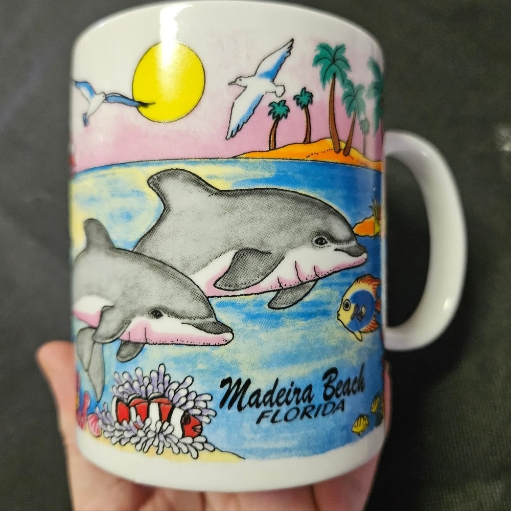 Vintage Madeira Beach Florida Dolphin Mug